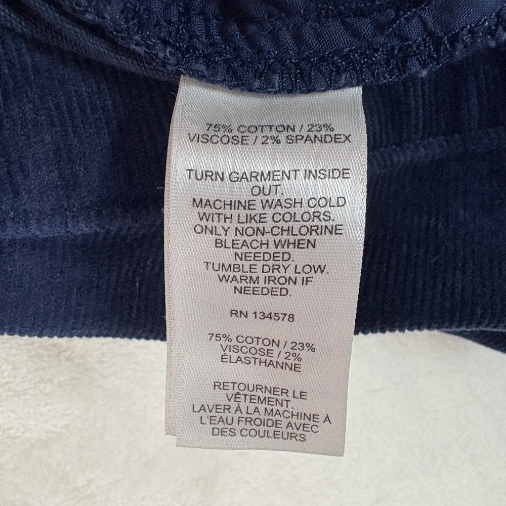 Vineyard Vines Corduroy Pants Womens 35 Navy Blue Excellent Straight Leg Stretch - Picture 7 of 12